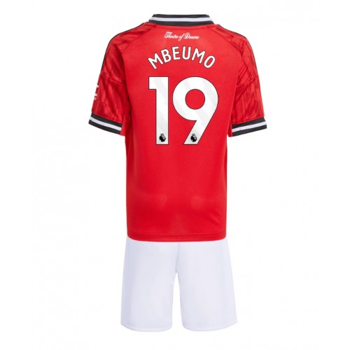 Manchester United Bryan Mbeumo #19 Primera Equipación Niños 2025-26 Manga Corta (+ Pantalones cortos)